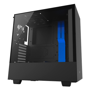 GABINETE GAMER NZXT H500, MID TOWER, VIDRO TEMPERADO, BLACK-BLUE, CA-H500B-BL